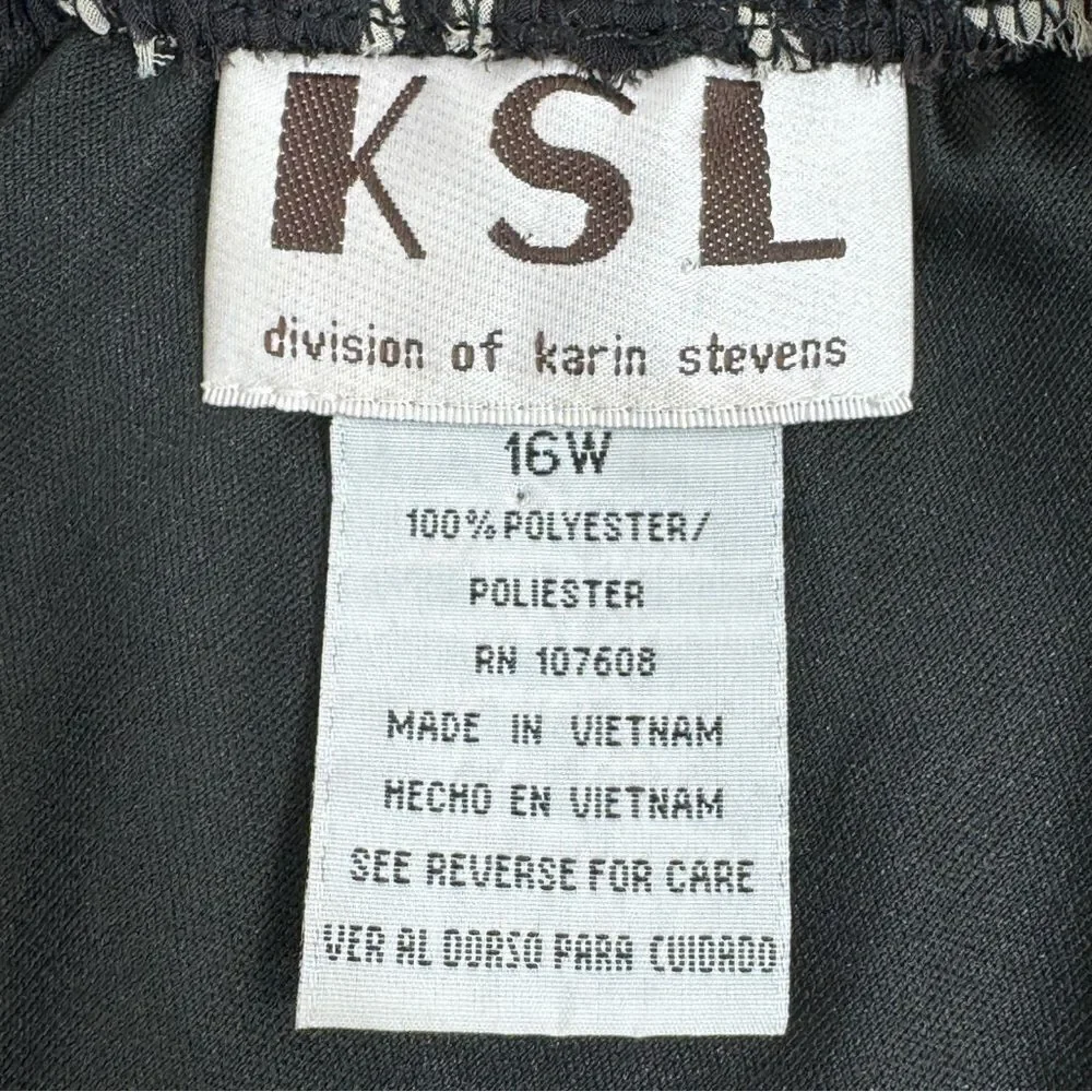 Karin Stevens Layered Chiffon Geometric Circle Print Midi‎ Skirt Black 16W